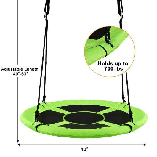 40 Inch Flying Saucer Tree Swing Indoor Outdoor Play Set-Green at Set Shop and Smile