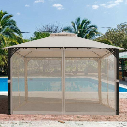 12’ x 10’Outdoor Double Top Patio Gazebo-Beige at Set Shop and Smile