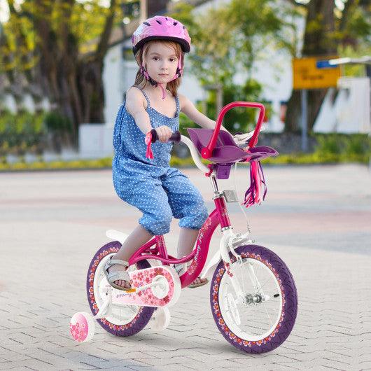Kids Bike with Doll Seat and Removable Training Wheels-M at Set Shop and Smile