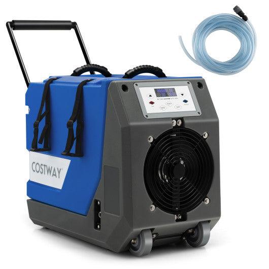 180 PPD Commercial Dehumidifier with Pump Drain Hose and Wheels-Blue at Set Shop and Smile
