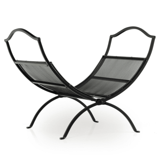 19 Inch Folding Fireplace Log Rack with Convenient Handle-Black at Set Shop and Smile