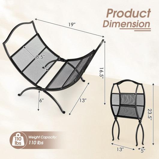 19 Inch Folding Fireplace Log Rack with Convenient Handle-Black at Set Shop and Smile