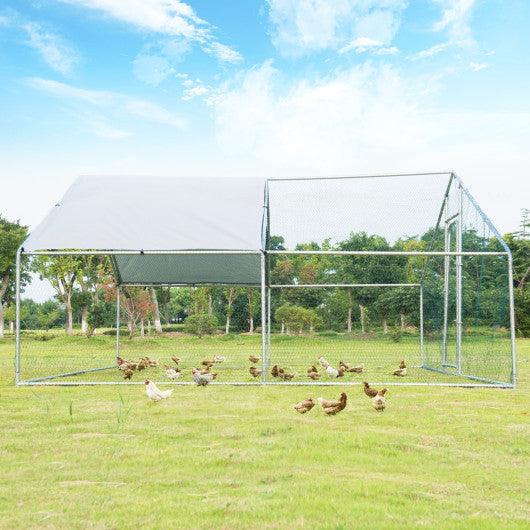 13 x 13 Feet Walk-in Chicken Coop with Waterproof Cover for Outdoor Backyard Farm at Set Shop and Smile