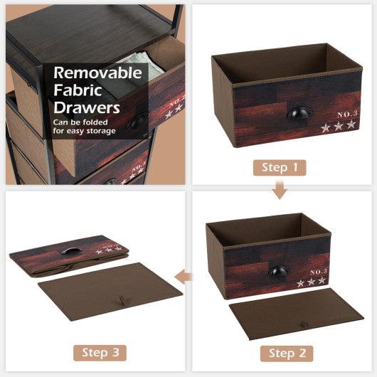 Industrial 4 Fabric Drawers Storage Dresser with Fabric Drawers and Steel Frame at Set Shop and Smile