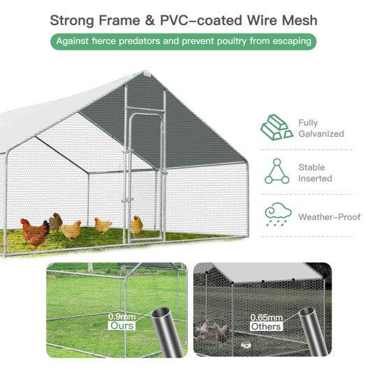 13 x 13 Feet Walk-in Chicken Coop with Waterproof Cover for Outdoor Backyard Farm at Set Shop and Smile