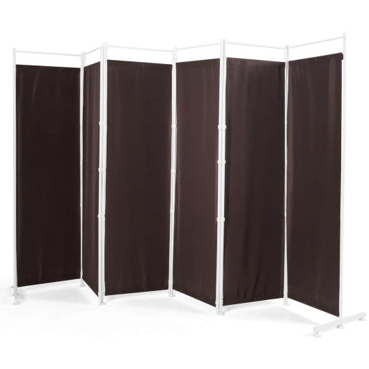 6-Panel Room Divider Folding Privacy Screen-Brown - Set Shop and Smile