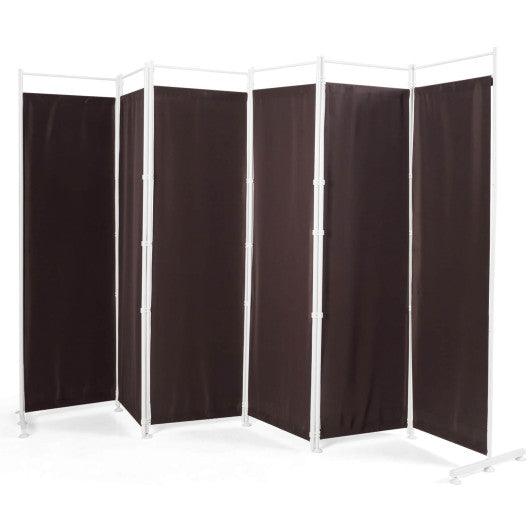6-Panel Room Divider Folding Privacy Screen-Brown at Set Shop and Smile