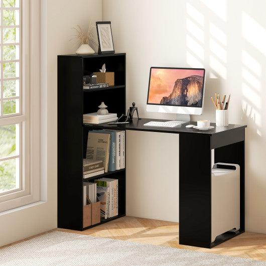 Computer Desk Writing Workstation Office with 6-Tier Storage Shelves-Black at Set Shop and Smile