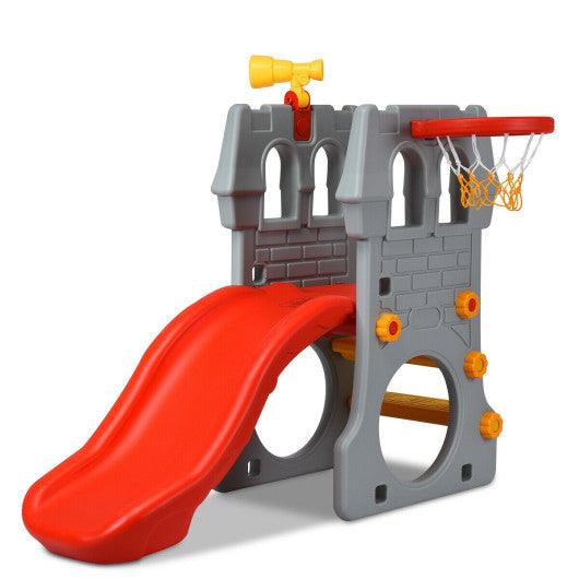 5 in 1 Toddler Climber Slide Playset with Basketball Hoop and Telescope at Set Shop and Smile