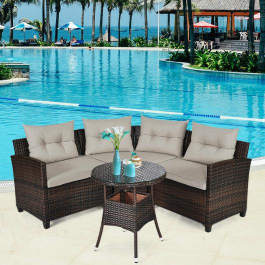 4 Pieces Furniture Patio Set Outdoor Wicker Sofa Set at Set Shop and Smile