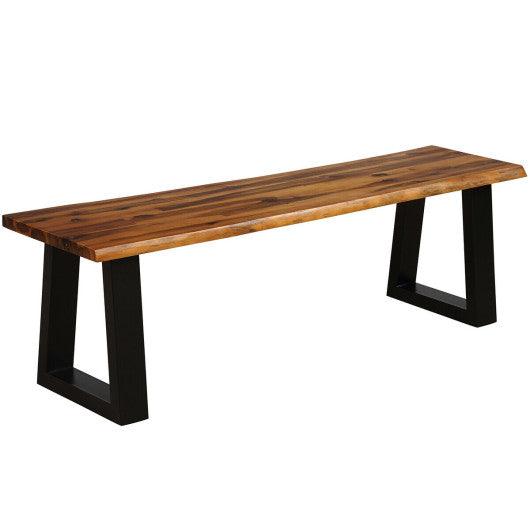 Solid Acacia Wood Patio Bench Dining Bench Seating Chair at Set Shop and Smile