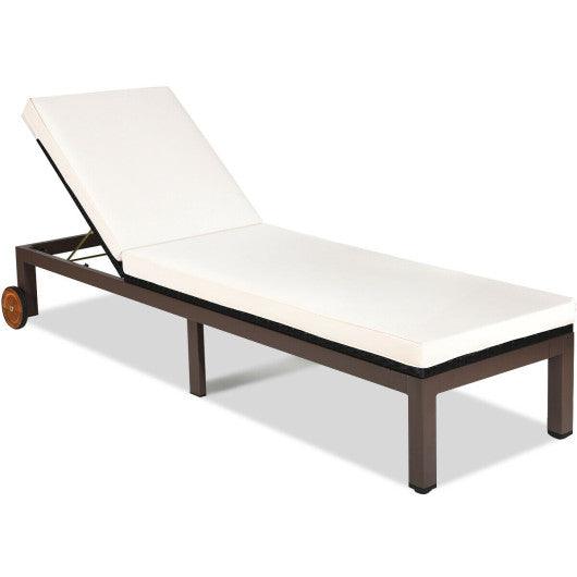 Back Adjustable Cushioned Patio Rattan Lounge Chair at Set Shop and Smile