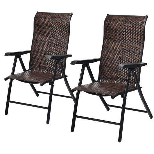 2 Pieces Patio Rattan Folding Reclining Chair at Set Shop and Smile
