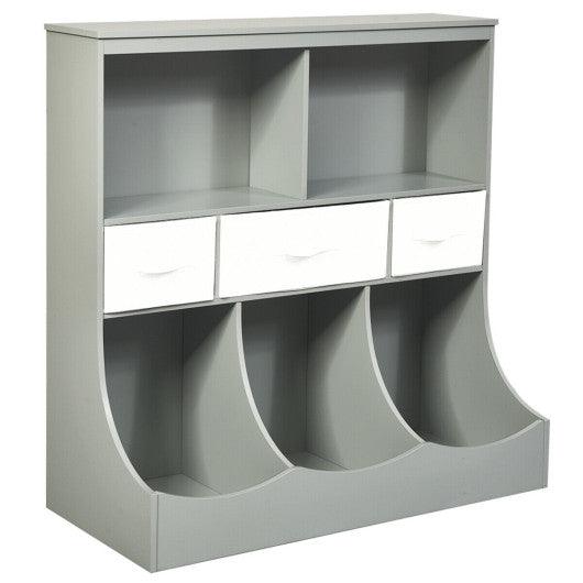 Freestanding Combo Cubby Bin Storage Organizer Unit W/3 Baskets-Gray at Set Shop and Smile