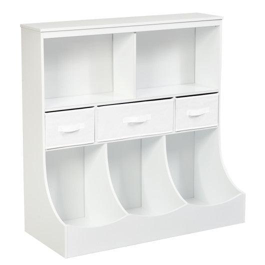 Freestanding Combo Cubby Bin Storage Organizer Unit W/3 Baskets-White at Set Shop and Smile