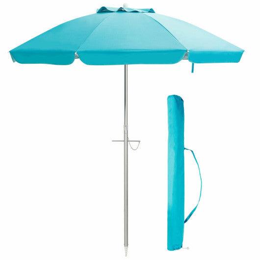 6.5 Feet Beach Umbrella with Sun Shade and Carry Bag without Weight Base-Blue at Set Shop and Smile