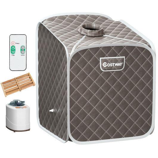 2L Portable Folding Steam Sauna Spa-Gray at Set Shop and Smile