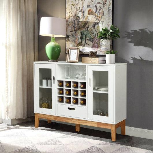 Wood Wine Storage Cabinet Sideboard Console Buffet Server-White at Set Shop and Smile
