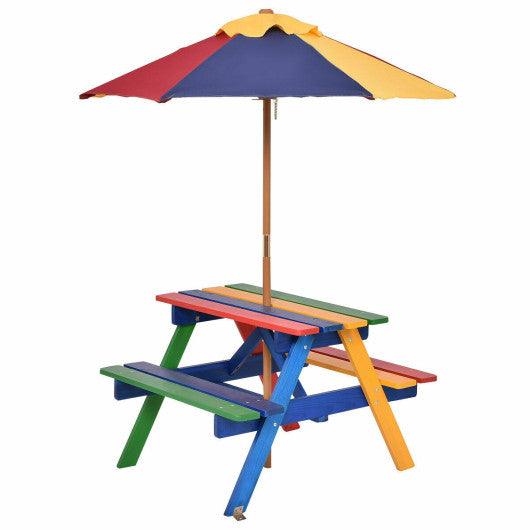 4 Seat Kids Picnic Table with Umbrella at Set Shop and Smile