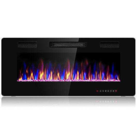 42 Inch Recessed Ultra Thin Electric Fireplace with Timer at Set Shop and Smile