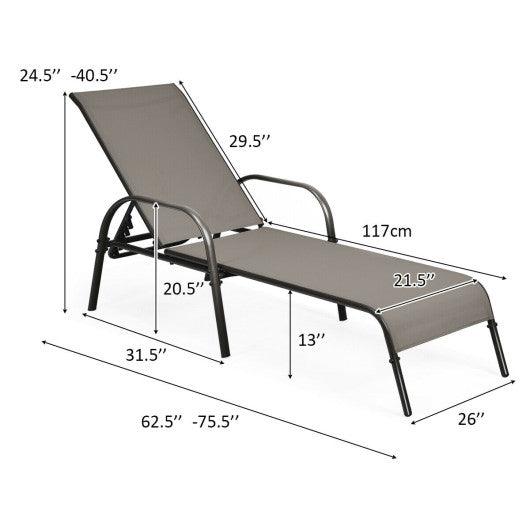 Adjustable Patio Chaise Folding Lounge Chair with Backrest-Brown at Set Shop and Smile