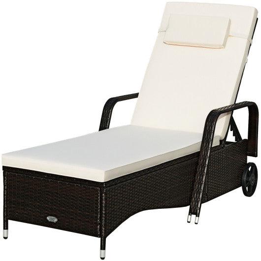 Outdoor Recliner Cushioned Chaise Lounge with Adjustable Backrest at Set Shop and Smile