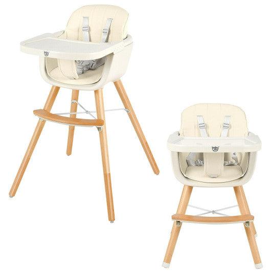 3-in-1 Convertible Wooden High Chair with Cushion-Beige at Set Shop and Smile