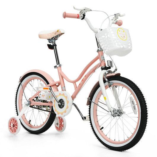18 Inch Kids Adjustable Bike Toddlers with Training Wheels-Pink at Set Shop and Smile