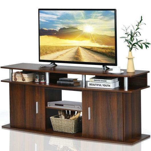 63 Inch TV Entertainment Console Center with 2 Cabinets-Walnut at Set Shop and Smile