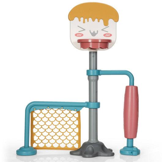 3-in-1 Height Adjustable Basketball Stand Set with Soccer and Roller at Set Shop and Smile