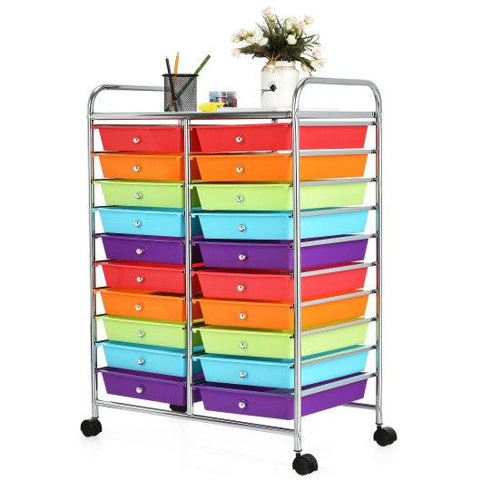 20 Drawers Storage Rolling Cart Studio Organizer-Multicolor at Set Shop and Smile