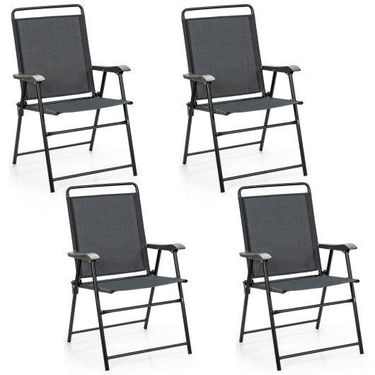 4 Pieces Portable Outdoor Folding Chair with Armrest at Set Shop and Smile