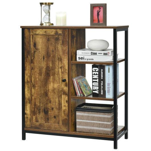 Multipurpose Freestanding Storage Cabinet with 3 Open Shelves and Doors at Set Shop and Smile
