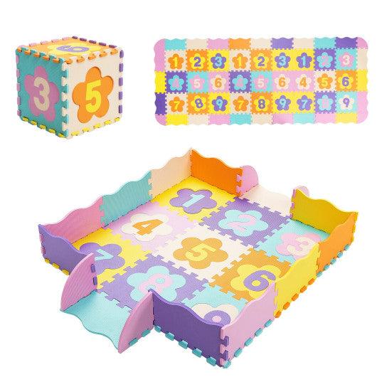 75 Pieces Baby Foam Interlocking Play Mat with Fence with Detachable Numbers at Set Shop and Smile