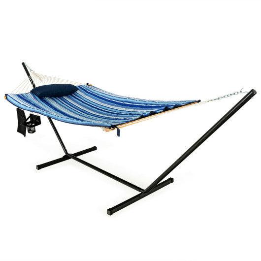 Hammock Chair Stand Set Cotton Swing with Pillow Cup Holder Indoor Outdoor at Set Shop and Smile
