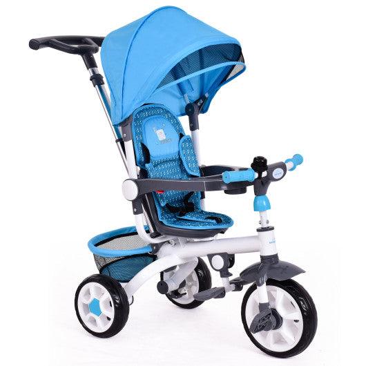 4-in-1 Detachable Baby Stroller Tricycle with Round Canopy -Blue at Set Shop and Smile