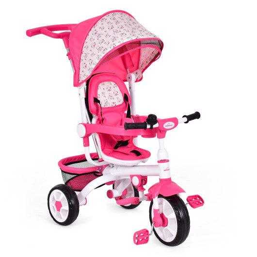 4-in-1 Detachable Baby Stroller Tricycle with Round Canopy -Pink at Set Shop and Smile