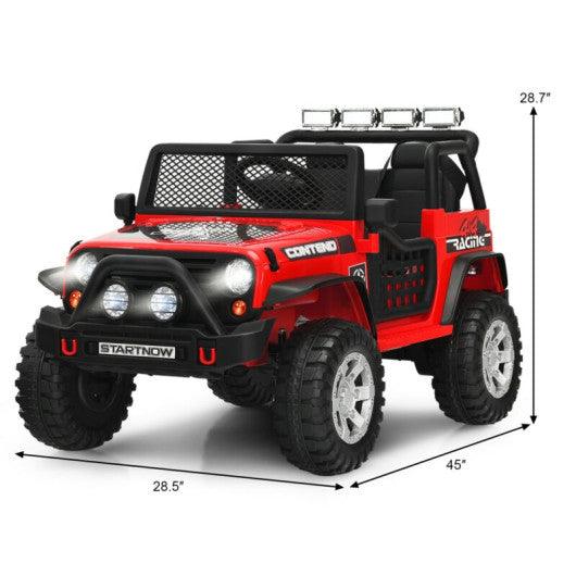 12V Kids Remote Control Electric Ride On Truck Car with Lights and Music -Red at Set Shop and Smile