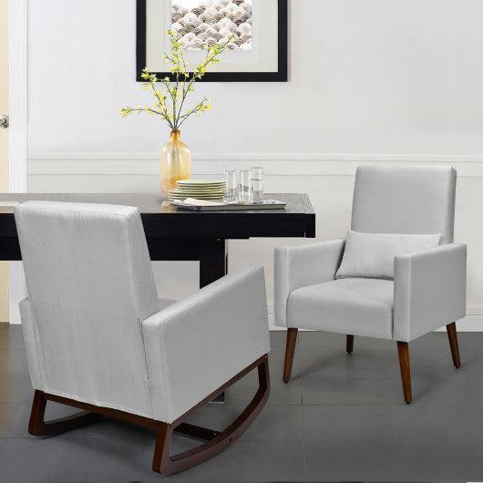 2-in-1 Fabric Upholstered Rocking Chair with Pillow-Light Gray at Set Shop and Smile