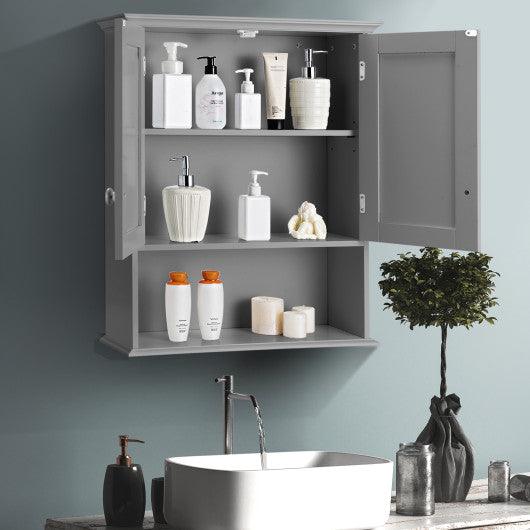 Wall Mount Bathroom Storage Cabinet -Gray at Set Shop and Smile