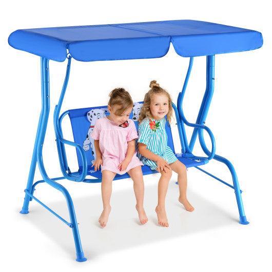 Outdoor Kids Patio Swing Bench with Canopy 2 Seats at Set Shop and Smile