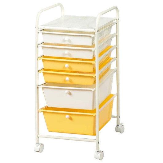 6 Drawers Rolling Storage Cart Organizer-Yellow at Set Shop and Smile
