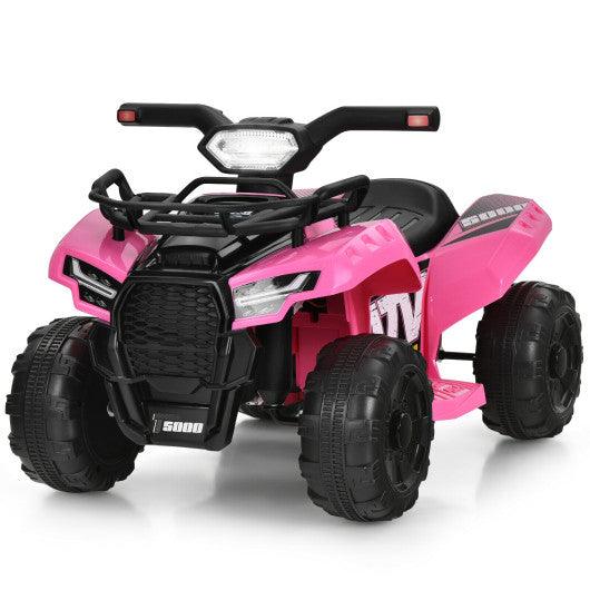 6V Kids ATV Quad Electric Ride On Car with LED Light and MP3-Pink at Set Shop and Smile