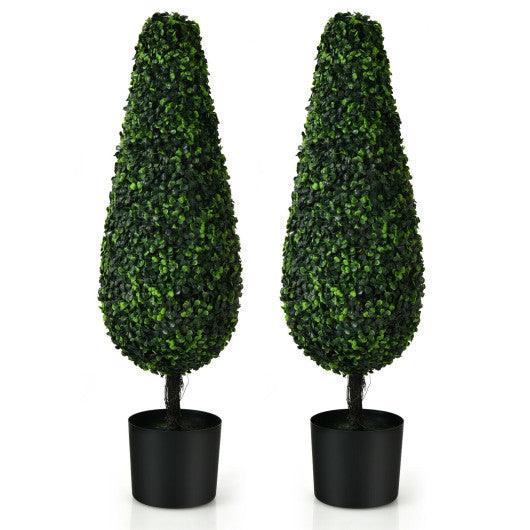 2 Pack 3 Feet Artificial Tower UV Resistant Indoor Outdoor Topiary Tree at Set Shop and Smile