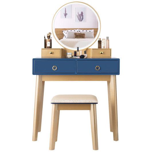 Makeup Vanity Table Set 3 Color Lighting Dressing Table-Blue at Set Shop and Smile