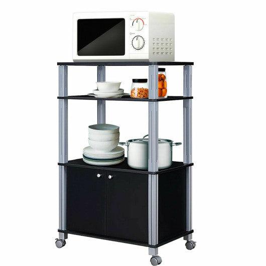 Microwave Rack Stand Rolling Storage Cart-Black at Set Shop and Smile