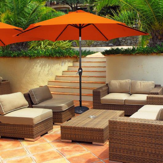 9 Feet Solar LED Lighted Patio Market Umbrella Tilt Adjustment Crank Lift-Orange at Set Shop and Smile