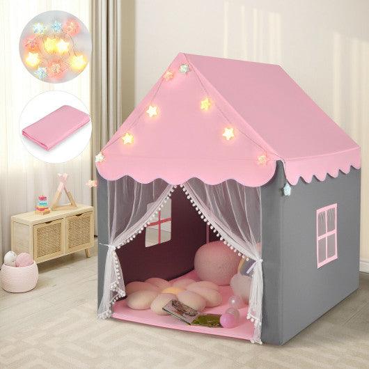 Kids Playhouse Tent with Star Lights and Mat-Pink at Set Shop and Smile