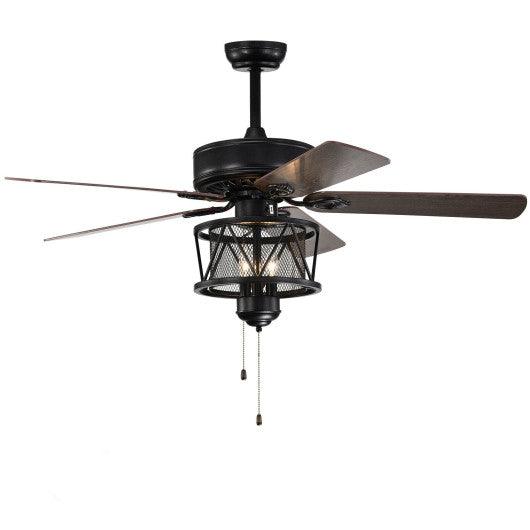 50 Inches Ceiling Fan with Lights Reversible Blades and Pull Chain Control-Black at Set Shop and Smile