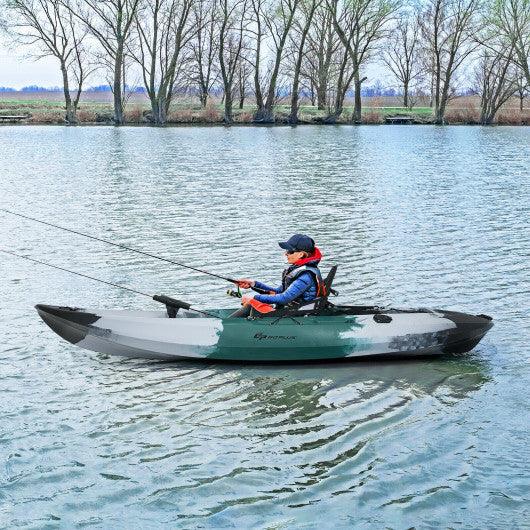 Sit-on-Top Fishing Kayak Boat With Fishing Rod Holders and Paddle-Gray at Set Shop and Smile